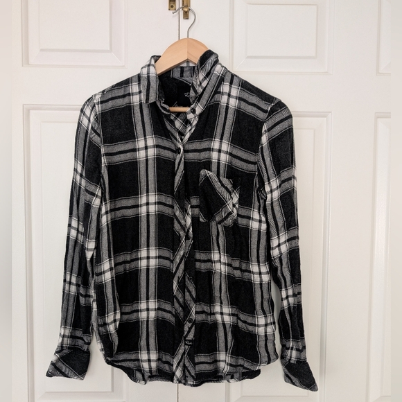 Rails Black and White Flannel Plaid Button Up - Picture 3 of 6